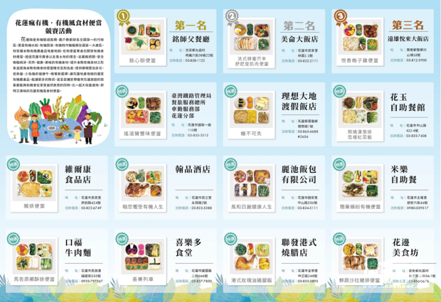 有機風食材便當地圖。(花蓮縣政府提供)
