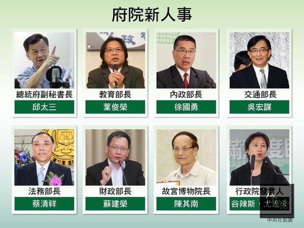 府院新人事（中央社製圖）