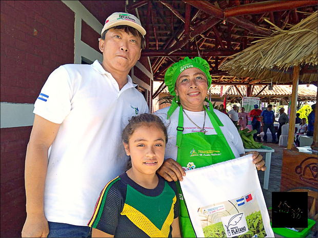 國合會前海外志工、現駐尼加拉瓜技術團計畫經理鄭坤木推動尼加拉瓜煮食蕉計畫工作照。（自由時報提供）