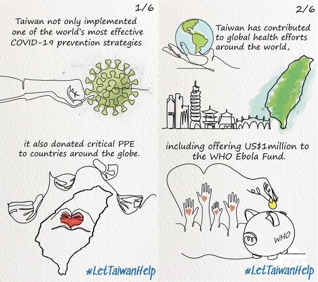 美國在台協會(AIT)連續在臉書發布多則圖文,以中英文聲援台灣以觀察員身分參與WHA。(圖:AIT臉書)