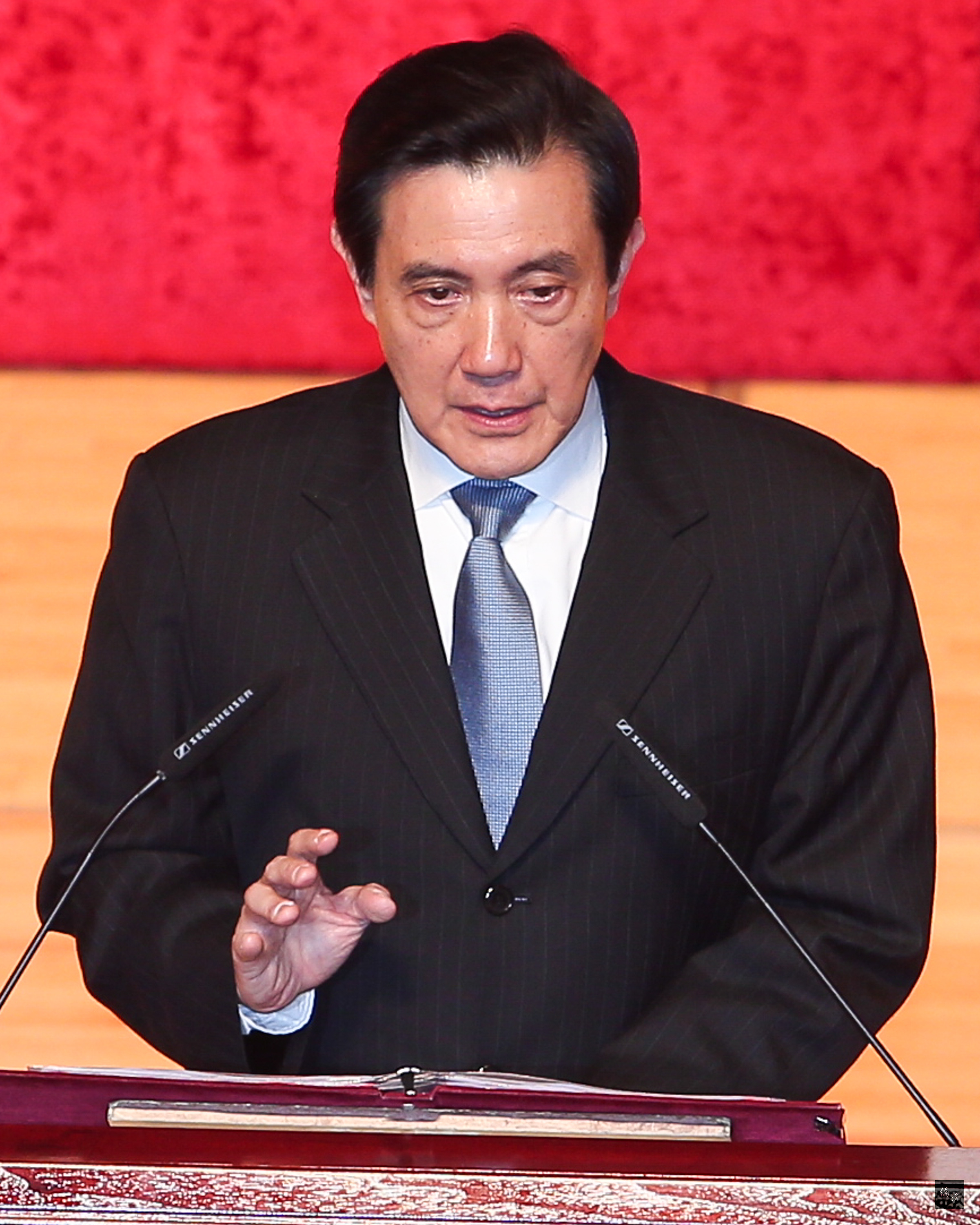 總統馬英九（圖）20日出席「一江山戰役60週年愛與和平」紀念大會，緬懷當年一江山守軍成仁殉國精神。（中央社提供）