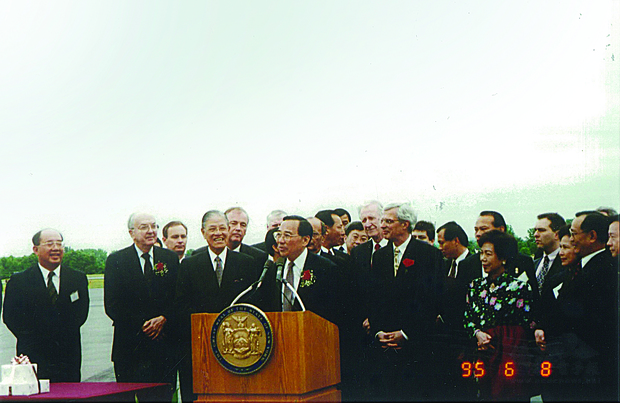 1995年，前總統李登輝訪美國康乃爾大學。（蔡仁泰提供）
