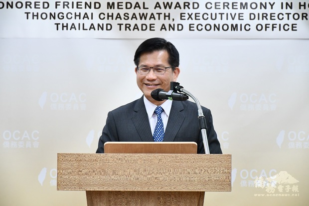 交通部長林佳龍致詞感謝通才與何素珍搭建臺泰之間的合作發展。