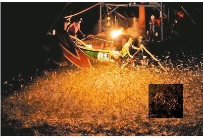 蹦火仔是金山漁民利用當地生產的「磺石」，浸水後產生「乙炔」後點火，驅光的青鱗魚便瘋狂跳出海面，漁民再持網捕撈，由於點火瞬間發出「蹦」的響聲而被稱作「蹦火仔」，目前金山只剩4艘「蹦火仔」漁船，是一項快失傳的技術(圖)。