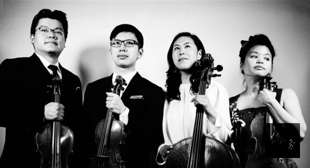 台灣弦樂團「福爾摩沙四重奏」（Formosa Quartet）獲美國加州大學洛杉磯分校（UCLA）邀請，擔任駐校音樂家，左起為陳則言、李家瑋、黛博拉裴（Deborah Pae）、林允白。