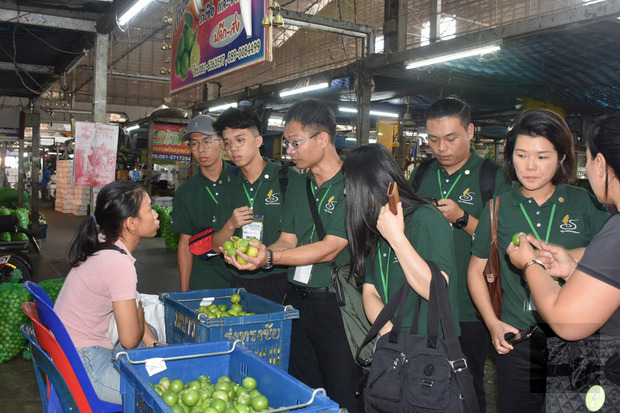 15人的農業青年大使團12日抵達泰國，13日早上參觀全東南亞最大的蔬果批發市場Talaad Thai，了解泰國農產市場運作及產銷型態。
