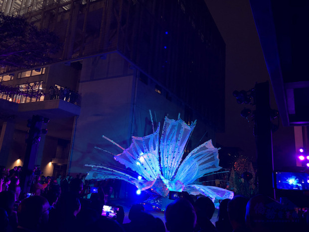 聖露西亞駐台大使館15日在台北舉辦獨立40週年慶祝音樂會，聖露西亞嘉年華舞團Tribe of Twel帶來遊行表演，講述聖露西亞建立家園的故事。(中央社提供)