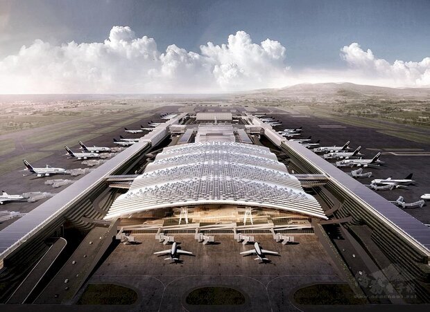 桃園國際機場第三航廈土建工程第二次招標由Samsung C&T Corporation(三星物產)/榮工工程公司組成的共同團隊獲得。（桃園國際機場粉專）