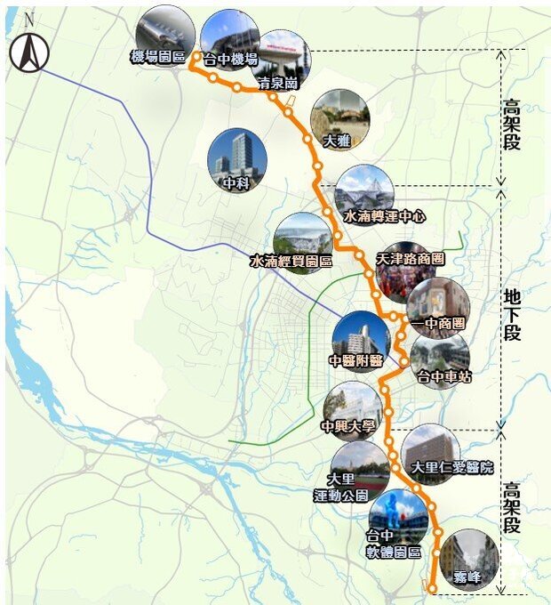 中捷橘線完成可行性評估，全線共設26座車站。 (圖:台中市政府提供)