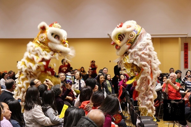 祥獅獻瑞表演吸引目光。