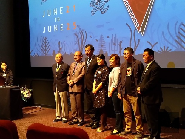 第13屆溫哥華臺灣電影節開幕儀式，左起：沈宗李、葉志明、陳剛毅、嚴從懋、陳葦蓁、楊佈新。