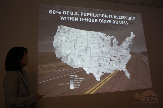田納西州位居美國中央地帶，與8州毗鄰，在方圓11小時的駕車範圍內可觸及60%的全美人口，地理位置重要。（世界日報提供）