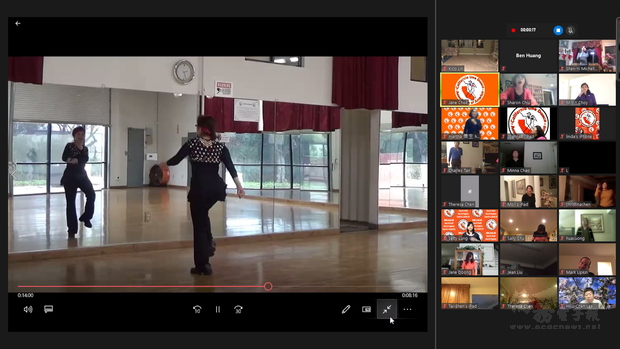 美國加州排舞協會創會會長林貴香(左圖)線上教學