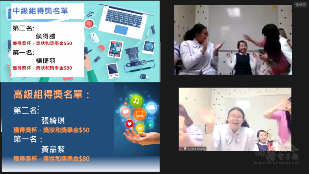 中級組、高級組第一名學生演示。