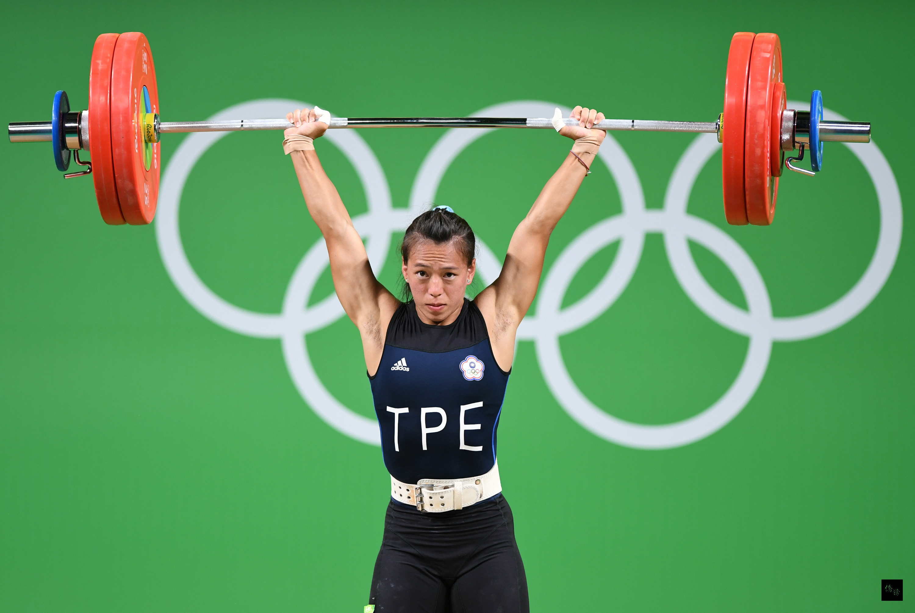 里約奧運女子舉重58公斤級賽事8日(當地時間)舉行,台灣舉重好手郭婞淳(圖)登場,分別以抓舉102公斤、挺舉129公斤,總和231公斤獲得銅牌。(中央社提供)