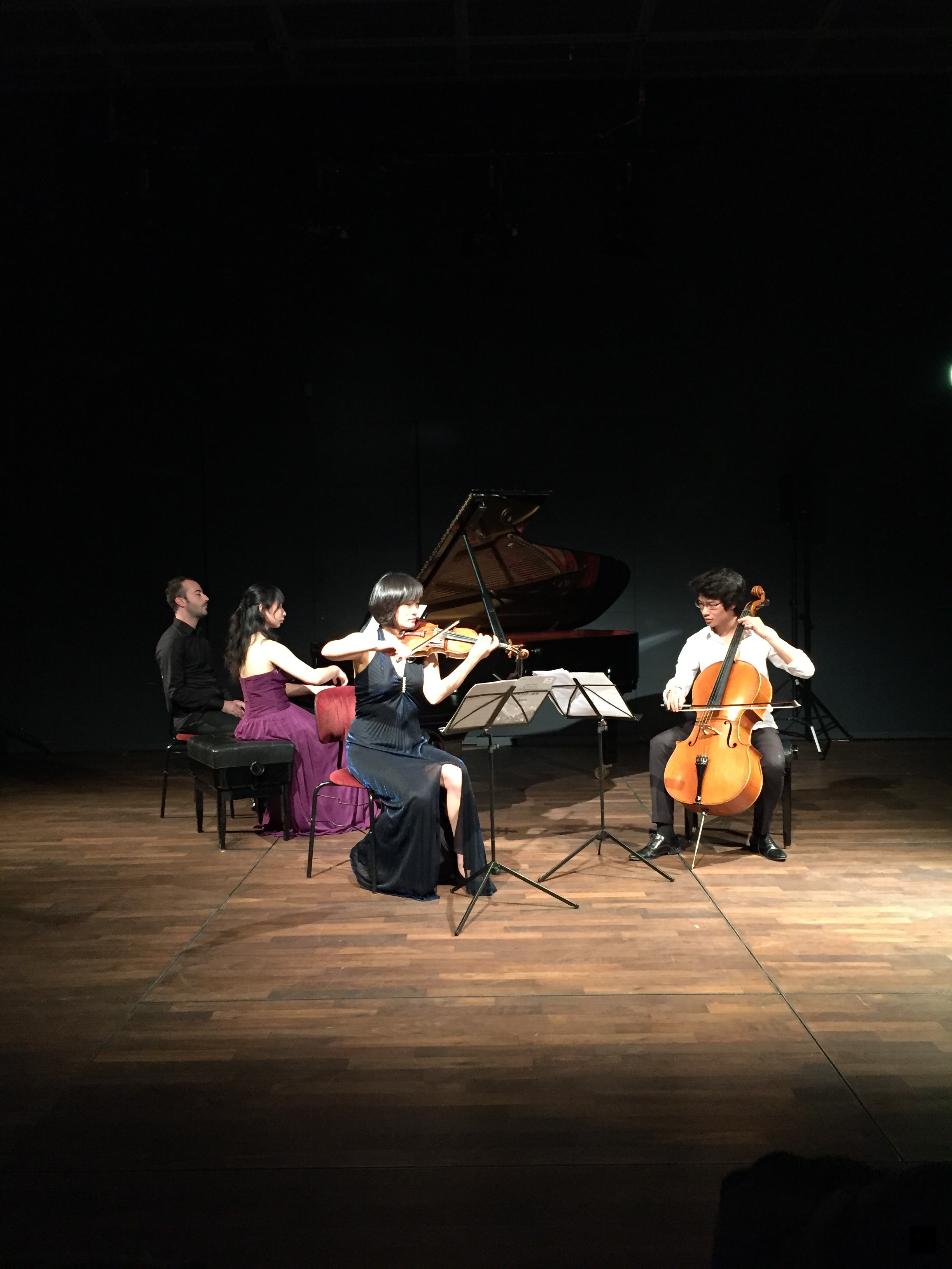 文化部台灣文化光點計畫在德國柏林音樂廳舉辦「Promenade－長廊／音樂漫遊」音樂會，由旅德台灣音樂家演繹台灣古典大師蕭泰然的「福爾摩沙三重奏」。（駐德國代表處提供）