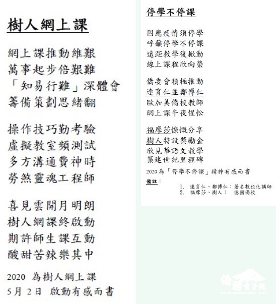 湯雁君線上備課甘苦談及僑委會線上課程心得。