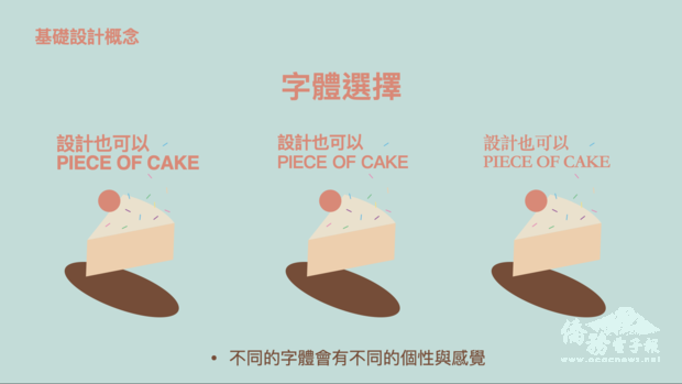 利用三個範例解釋使用不同字體會帶來不同的效果(出處潘怡妮)