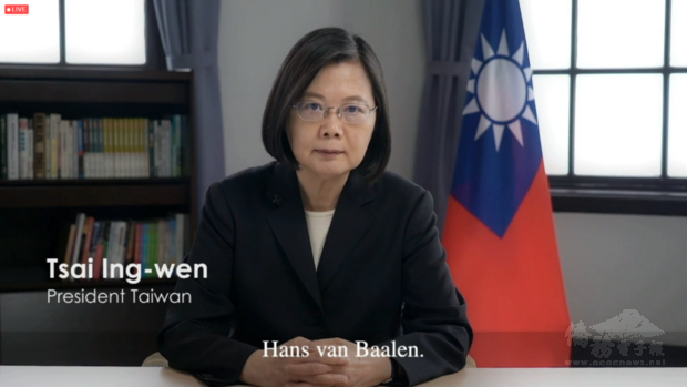 蔡總統預錄影片，表達台灣政府哀悼之意及對范主席生前無私支持台灣民主之感念。