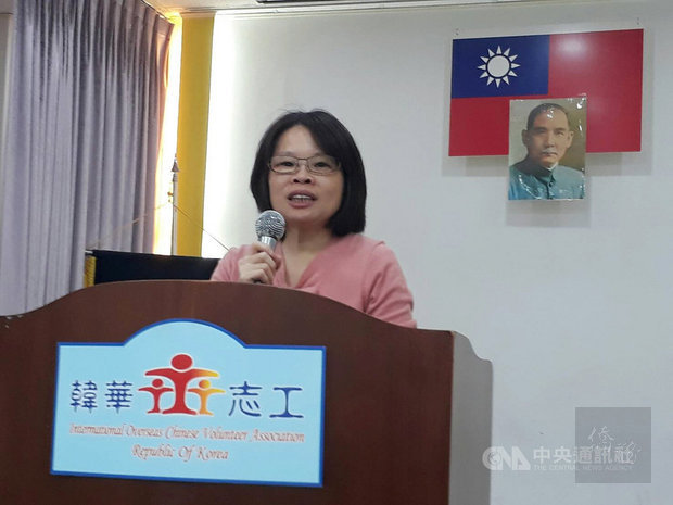 駐韓代表部僑務組長呂素珍出席國際韓華志工會創會15週年活動，呼籲為台灣參與世界衛生大會發聲。（中央社提供）