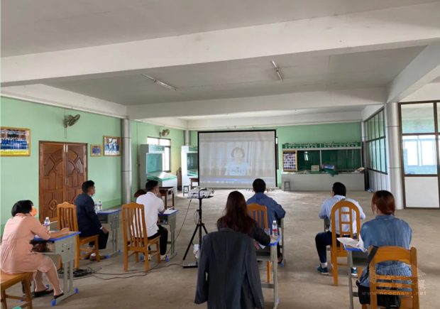 緬北果文文教會2021校際線上華語演講比賽，小學組評審現場