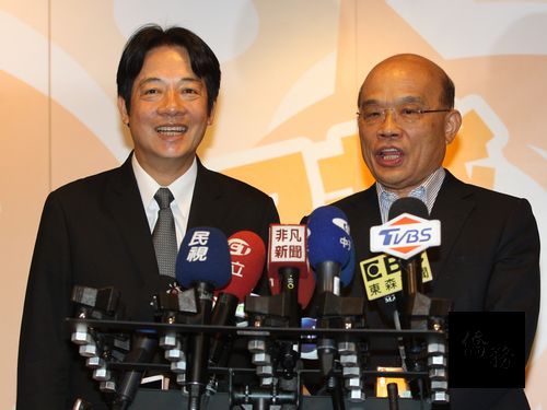 Premier Lai Ching-te (left) and Su Tseng-chang; photo courtesy of CNA