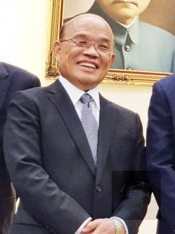 Premier Su Tseng-chang smiles at a meeting in Taipei yesterday./Photo courtesy of Taipei Times