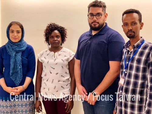 Narges Ghafary (left), Nzinau Janet Abishai (second left), Kinan Diab (second right), and Shambel Mohammad (right)