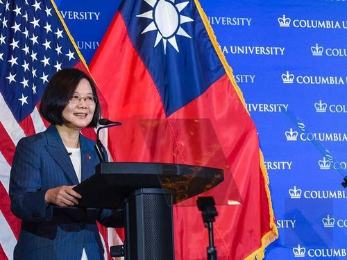 President Tsai Ing-wen delivers a speech at Columbia University July12 / photo from instagram.com/columbia
