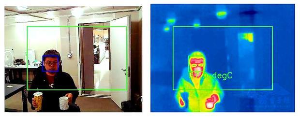 A National Health Research Institutes researcher is displayed on a new thermal imaging system on Monday.／Photo courtesy of CNA