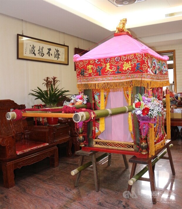 The pink palanquin used to carry Baishatun Mazu, nicknamed 