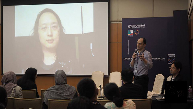 行政院政委唐鳳以預錄影片方式，參加在馬來西亞舉行
、由聯合國人居署舉辦的世界城市論壇。（取自唐鳳臉書）