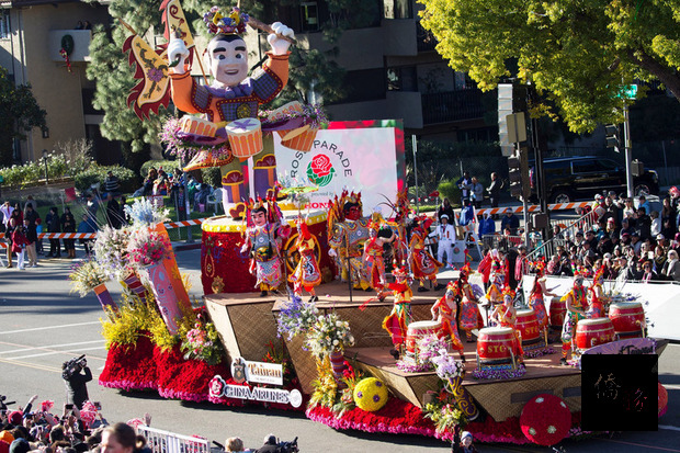 美國玫瑰花車遊行1日在美國洛杉磯登場，中華航空今年以Q版三太子為造型的「台灣之聲」花車參加遊行，並蟬聯國際花車首獎。