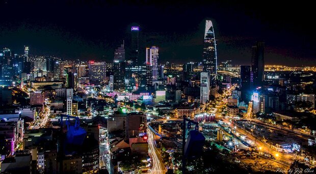 越南胡志明市夜景。